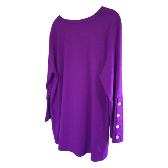 Hinson Wu Christy 3/4 Sleeve Tailored Knit VNeck Tee Shirt Boysenberry Sz S NWT - Picture 9 of 13